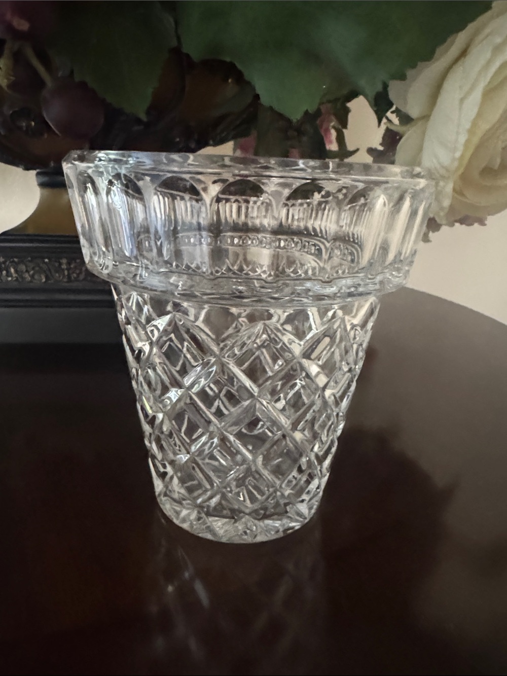 Waterford Marquis Diamond cut Clear Leaded Glass Decorative Flower Pot Vase